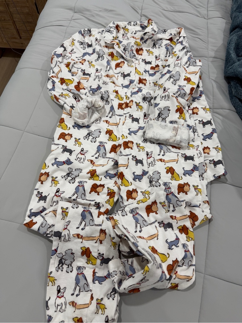 Kids White Dog-Print Pajama Set size 14/16